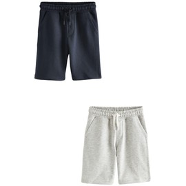 NEXT Basic Jersey Shorts Pack of 2, Navy/Charcoal