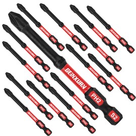Geinxurn Impact Tough #2 Phillips 3 in. D2 Steel Long Extension Insert Driver Bits,15Pack 1/4 Inch Hex Shank Long Cross Magnetic PH2 Screwdriver Bits Set