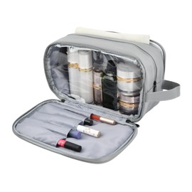 Toiletry Bag for Men and Women, 8.1 L Waterproof Toiletry Bag with 3 Compartments, Practical Toilet Bag, Shaving Bag, Men, Wash Bag, Travel Cosmetic Bag, Small, gray, Fashionable