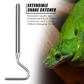 Asixxsix Reptile Catcher, Stainless Steel Reptile Capture Hook, Tough and Durable for Moving Small Snakes Pet Shop Reptile Collecting Wild Snakes