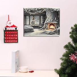 TYPTEK Winter Wonderland Gnome Wall Art Snowscape Winter Scene Decorations for Living Room Bathroom Bedroom Kitchen 12x16 inch