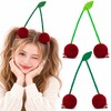 4PCS Cherry Hair Clips Pom Pom Cherry Bun Accessories