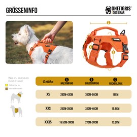 OneTigris Dog Harness for Small Dogs with Lead (150 cm), Mini Trooper Puppy Harness with Control Handle and 2 Towing Positions for Small Dogs, Orange, XS