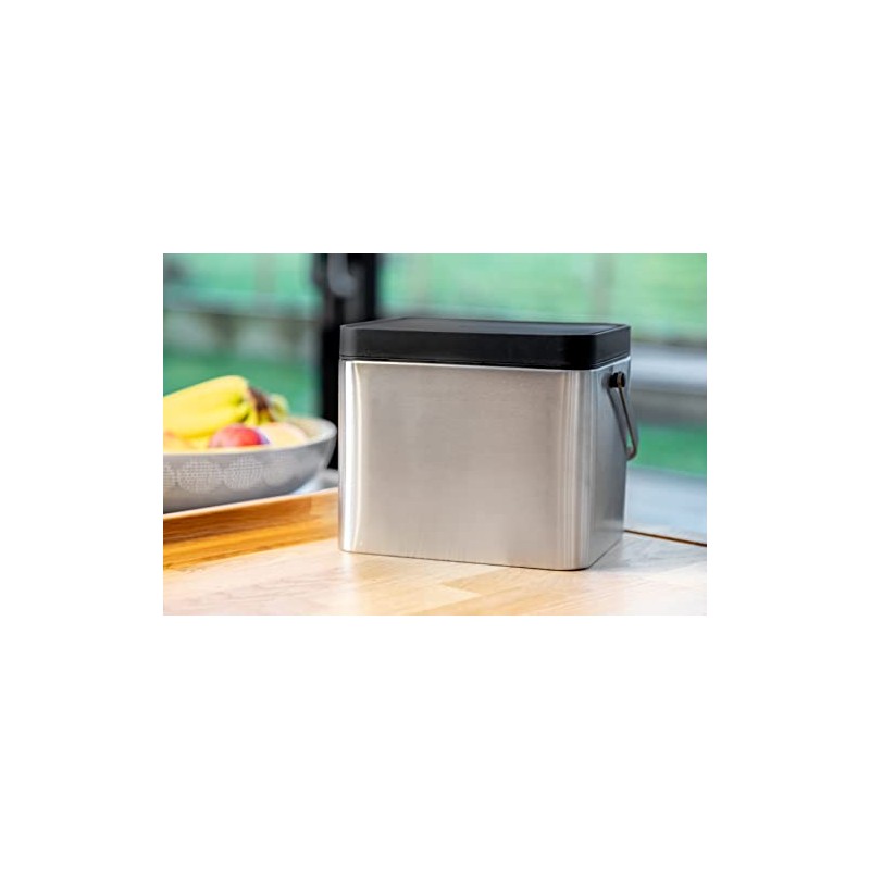 MasterClass Stainless Steel Compost Bin with Antimicrobial Lid