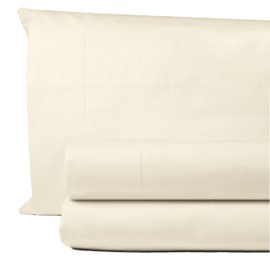 Decfair Egyptian Cotton Twin Sheets Set 1000 Thread Count Luxury Hotel Soft and Smooth Ivory Twin Size Bed Sheet Set 16" Deep Pocket Sateen Weave Extra Long Staple Cotton Bedding - Ivory, 3 Piece