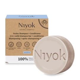 Niyok Natural Cosmetics - Champú sólido 2 en 1 + barra acondicionadora, fórmula sensible, 2.82 oz