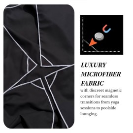 MCNULGUR Magnetic Microfiber Towel, Quick Setup Secure Post-Workout Coverage, Super Absorbent, Fast Drying, Lightweight - Perfect for Gym, Beach, Hiking, Pool, Yoga, and More (Black, X Large)