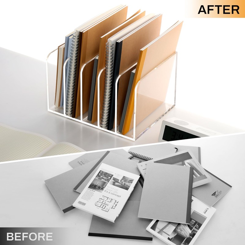 SANRUI Acrylic File Organizer, Clear Magazine File Holder Desk Organizer