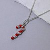 jewellerybox Sterling Silver Candy Cane CZ Red Necklace - 18