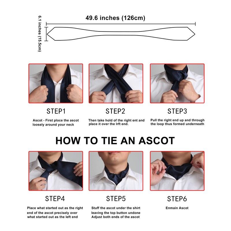 HISDERN Ascot - Corbata para hombre, diseño floral, cachemira, lunares,
