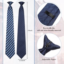 Janmercy 6 Pcs Clip on Tie for Men Clip on Easy Necktie Striped Tie Solid Plaid Dots Men's Ties Mixed Lot for Office School, 20 Inch, Elegant Style