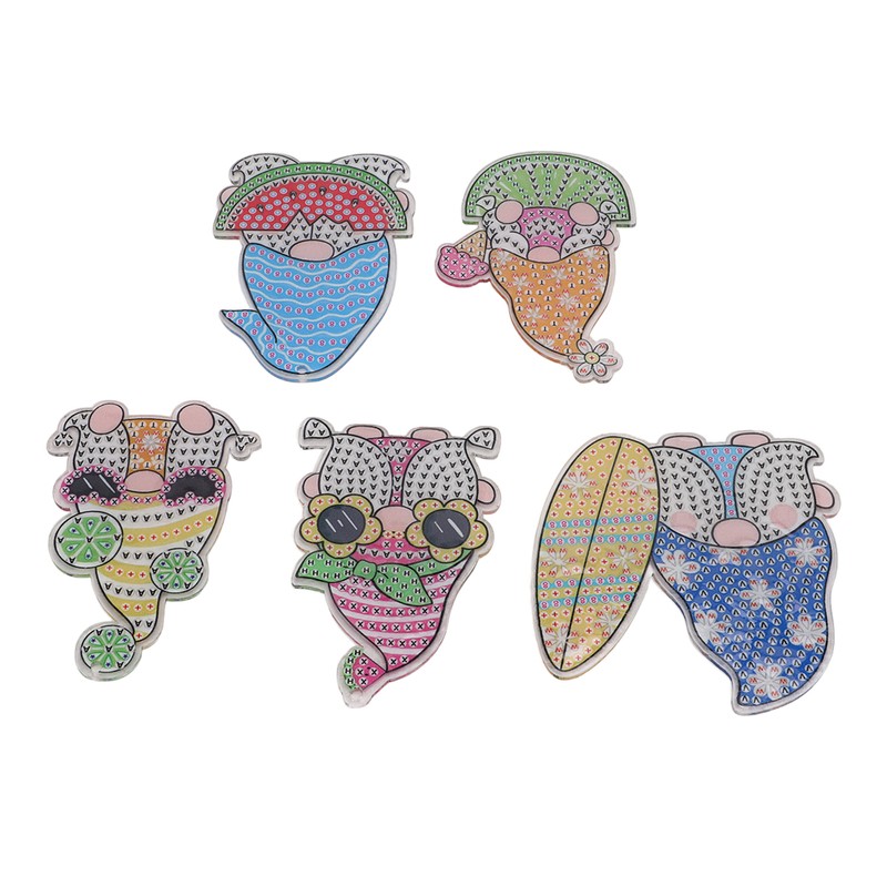 DIY Rhinestone Painting Keychains Cute Dwarfs Shape Stress Relief Improve