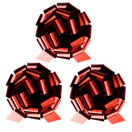 InstaBows 3-Pack Red 8-Inch Metallic Pull String Gift Bows – Extra-Large Bows for Bikes, Toy Cars & Big Gift Wrapping – Easy to Assemble for Birthdays, Holidays & Celebrations