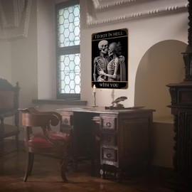 Earus Gothic Décor for Wall Bride Couple, Gothic Gifts for Him Her with Saying, Gothic Lover Room Wall Art, 8 x 12 Inch.