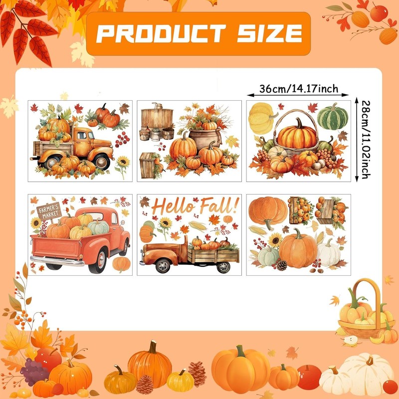Fall Wall Decor Decals Removable Autumn Thanksgiving Peel and Stick