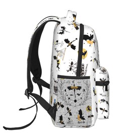 Fourth Backpack Fashion Dragon Wing Bag Casual College Bag Travel Zipper Bookbag Hiking Shoulder Daypack Gift for Book Lovers (White)