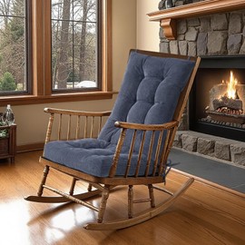 Vicatiful Rocking Chair Cushion, Non Slip Seat & Back Cushions with Ties,Durable Comfort Non-Slip Bottom Tufted Seat Pads (Indigo Blue)