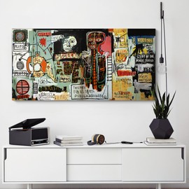 Notary 1983 by Jean-Michel Basquiat Canvas Art Wall Art for Home Office Decor, Iconic Art for Modern Home Decor, Canvas Reproduction (Silver Frame, 80x40cm)