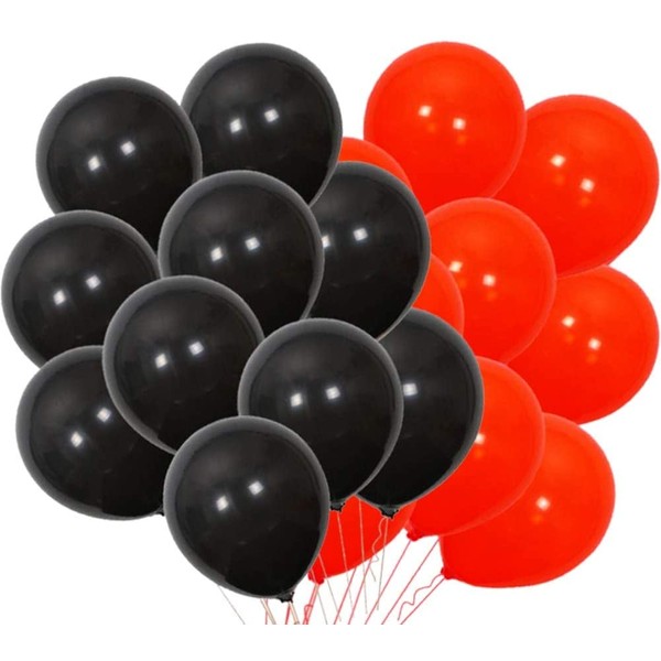 PMLAND 100 Pieces Balck and Red Latex Party Balloons 12 Inches