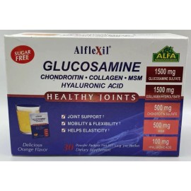 Alfa Alflexil Glucosamine Healthy Joints ~ 30 Powder Packets ~ Orange FLVR~ EXP 6/25