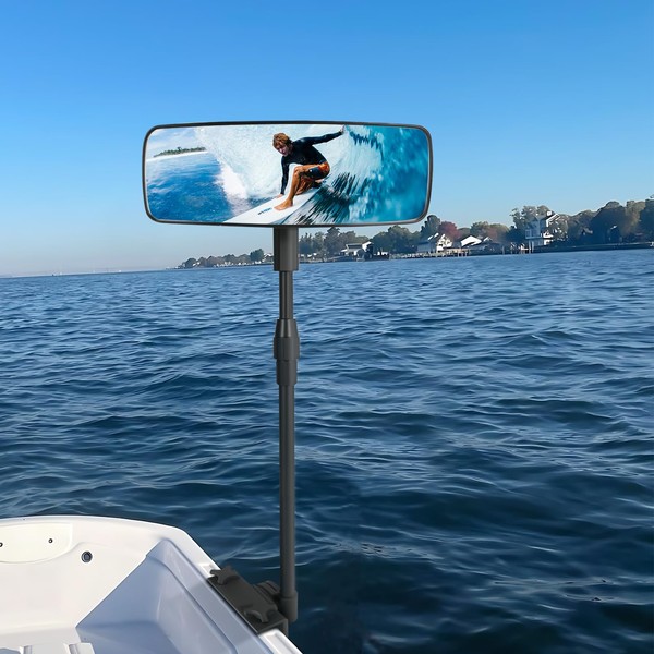 Marine Boat Rearview Mirror, 360° Adjustable Boat Mirror with Telescoping