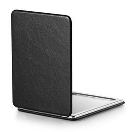 OMIRO Compact Mirror, Classical PU Leather 1X/3X Magnification, Ultra Portable for Purses, 2.4" W x 3.4" L (Black)