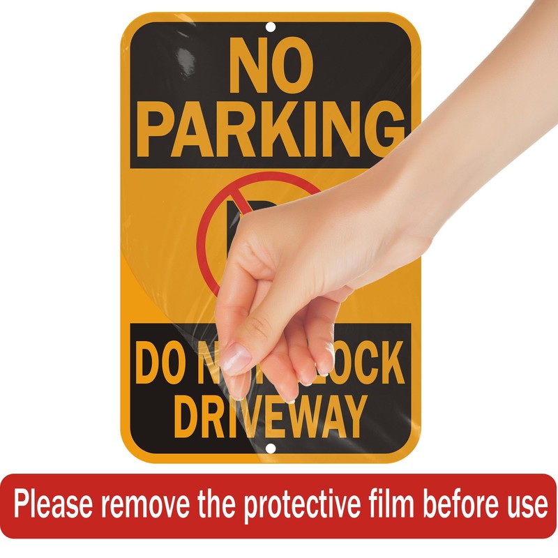No Parking Sign, Do Not Block Driveway Sign. Yellow and