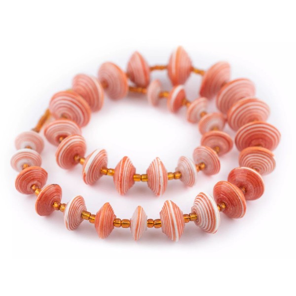 The Bead Chest Red and White Stripe Recycled Paper Beads