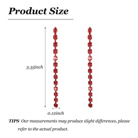 Red Dangle Earrings for Women Trendy Dainty Cubic Zirconia Long Drop Dangle Earrings Prom Wedding Jewelry Gifts