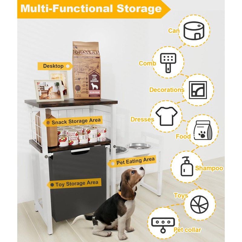Sungaryard 30.6Long x 26.2 High Elevated Dog Bowl Stand with