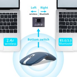 Bluetooth Arc Travel Mouse - BT & USB Wireless Dual Mode, Rechargeable