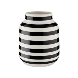 BUTLERS Ceramic Vase with Stripes in Black and White Malika Charming Decoration for Living Room and Table Decoration Flower Vase for Tulips, Roses, Pampas Grass or Dried Flowers