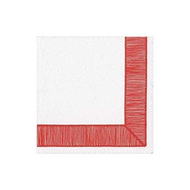 Caspari Ribbon Border Paper Cocktail Napkins in Red - Two Packs of 20