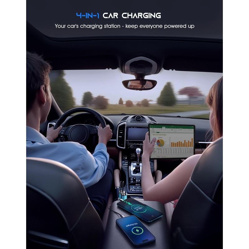 Mencapai Retractable Car Charger(Lake Blue)