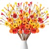 12Pcs Fall Flowers Decorations Artificial Floral Stems with Pumpkin Flower