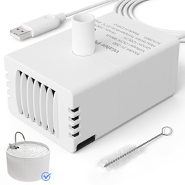 waatoos Cat Water Fountain Pump, JY-200 Pet Water Fountain Pump Compatible Motor Upgraded Units 2.0 74oz/2.2L Ceramic Cat Water Fountain, USB Cable (No Led & with Brush)