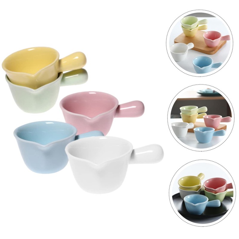 Gatuida 5pcs Ceramic Milk Pitcher Coffee and Sauce Cups with