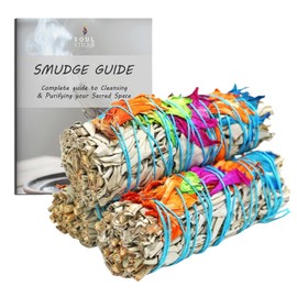 SOUL STICKS 3 Pack Floral White Sage Smudge Sticks Bundle with Flowers for Cleansing Home, Meditation, Yoga, Healing and Smudging, Sustainably Sourced California (Cheerful)