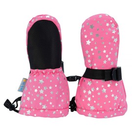 JAN & JUL Thumbless Snow Mittens for Baby Girls (Watermelon Pink Star, XS: 0-2Y)