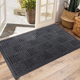 Front Door Mat Indoor Outdoor - Aimissk Entrance Doormat Rug, All-Weather Patio Porch Entryway Welcome Mat, Non-slip Rubber Mat,29.5"x17", Dark Grey
