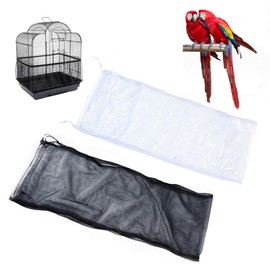 CAASFOOY 2 Pieces Rock Bird Cage Cover Bird Cage Net, Extendable Net Cover for Budgies for Cages Circumference of 140-220 cm (Black, White)