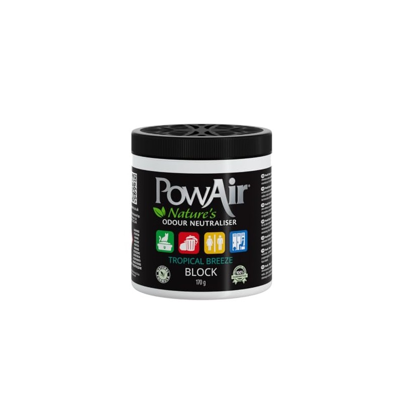 PowAir Block Natural Odour Neutraliser - Tropical Breeze 170g -