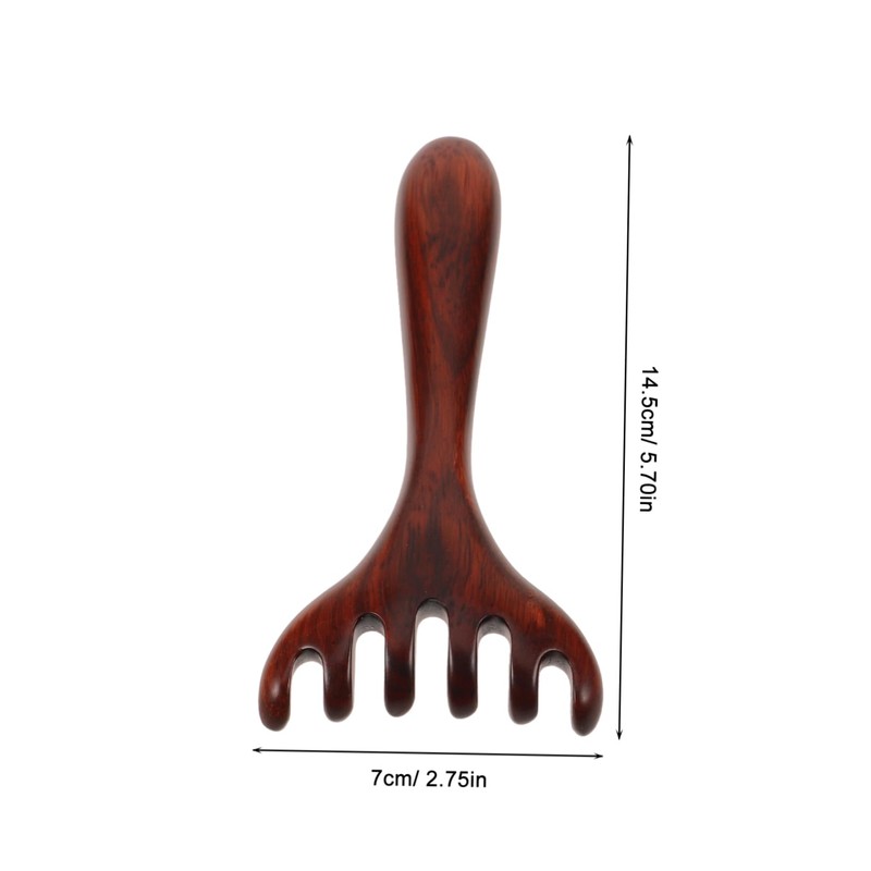KOMBIUDA Wooden Foot Massager Comb Long Handle 6-Prong Acupoint Relief