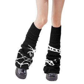 XEPST Y2K Leg Warmers Y2K Harajuku Leg Warmers Kawaii Leg Warmers for Girls Women, Lolita Knit Leg Warmer Socks Gothic Leg Cover for Y2k 80s Cosplay Accessories, 50 cm