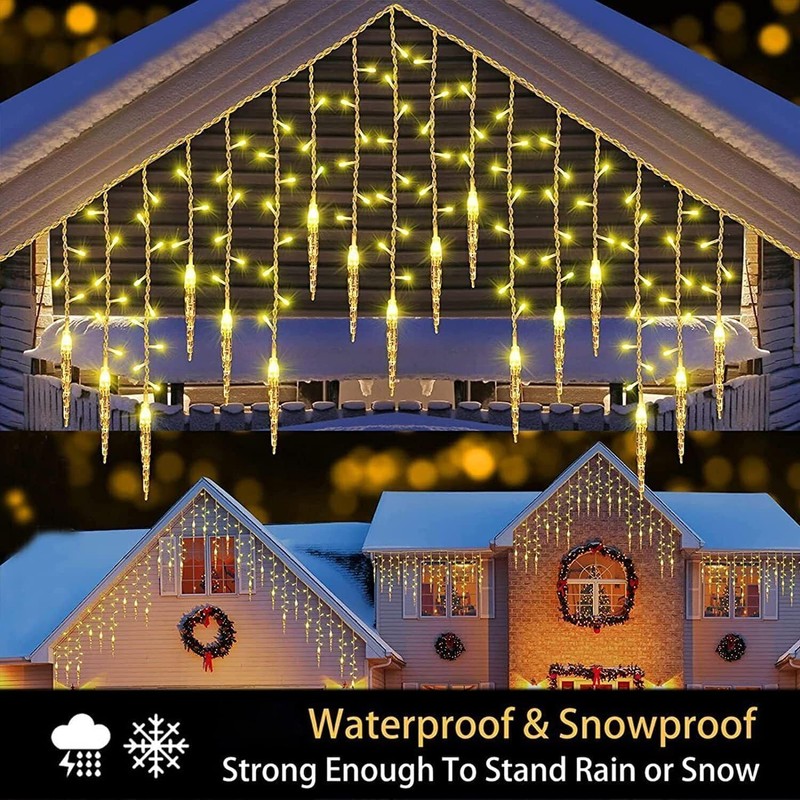 SUAVER Solar Icicle Lights Christmas Decorations with 19 Drops 96LED