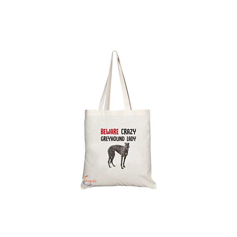 TB264 Beware Crazy Greyhound Lady Novelty Present Gift Printed Eco-Friendly