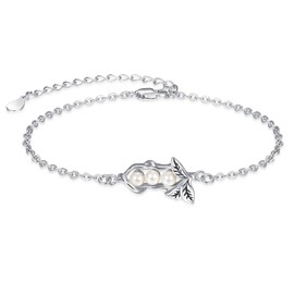 Palpitate 3 Peas Pod Bracelet Pendant Pearl Bracelets Pods Bracelet for Women Peas jewelry Birthday Gifts for Women Mom Daughter