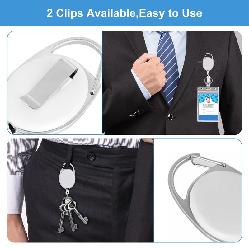 12 Pack Retractable Badge Holders Retractable Badge Reel Clips ID