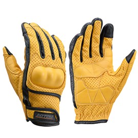 Daytona HBG-130 18920 Motorcycle Gloves, Genuine Leather, Cowhide Leather, Spring, Summer, Fall, Hard Protectors, Touch Panel-Compatible, Punch Mesh, Protector Gloves, Yellow, Medium Size