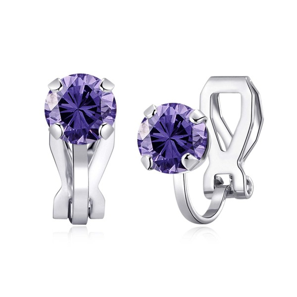 Philip Jones February (Amethyst) Birthstone Clip On Earrings Created with